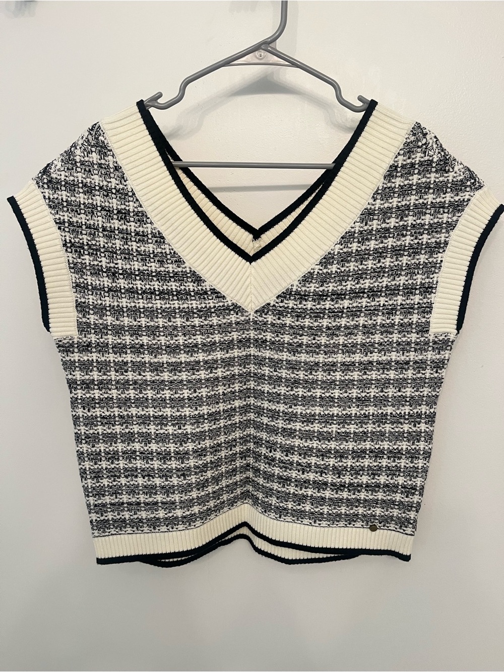 Ted Baker London Lauryin Check Cap Sleeve Crop Sweater size 2
